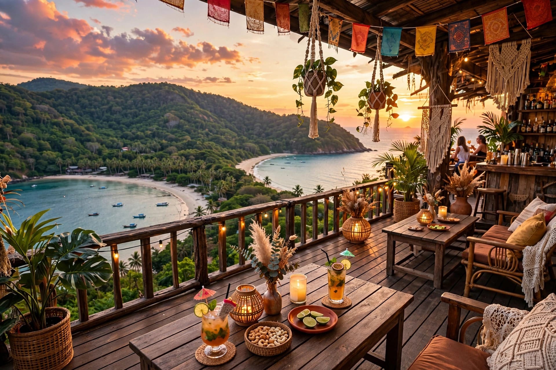 2C Bar panoramic twin bays sunset view