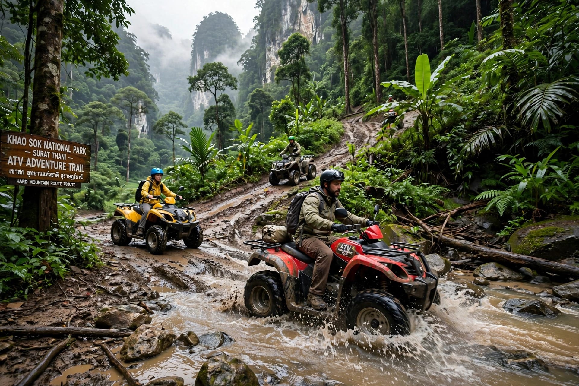 ATV river crossing Khao Sok jungle