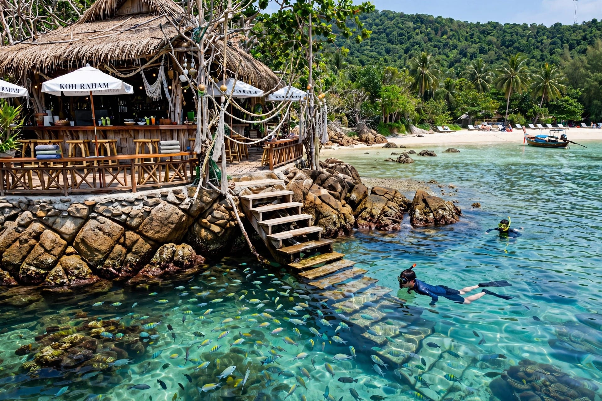 Koh Raham rock platform swimming snorkeling